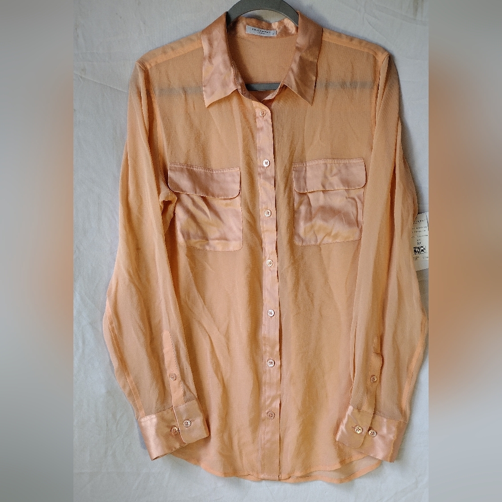 EQUIPMENT Peach Silk Shirt Size Medium